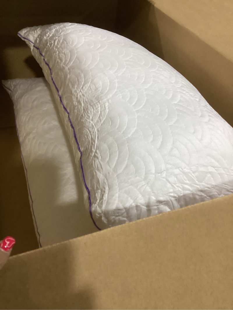 Condition photo showing Good Condition for MOLCLCUY Memory Foam Pillows King Size Set of 2 Adjustable Cool Pillow for Side Back Stomach Sleepers Luxury Gel Pillow with Washable Cover White King