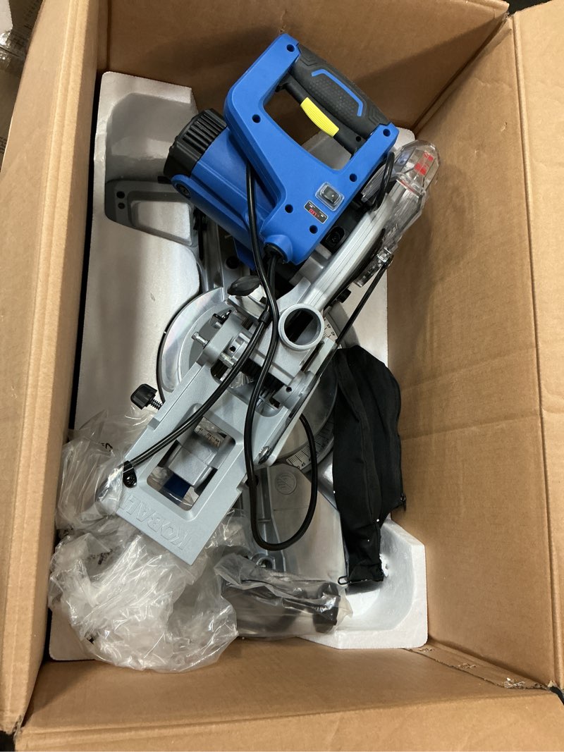 Condition photo showing As Is for kobalt compact 7-1/4-in 10-amp single bevel sliding compound corded miter saw