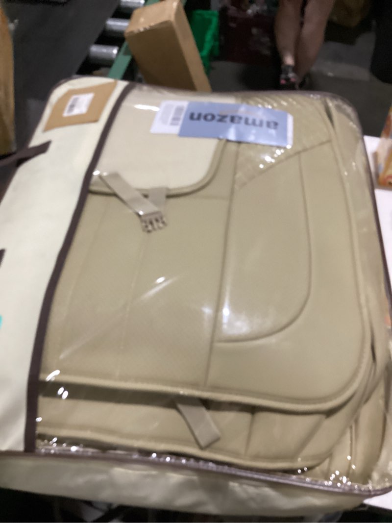 Condition photo showing New/Like New for car seat covers full set - universal seat covers for cars suv truck – faux leather automotive seat covers, breathable & waterproof front and rear seat protectors, fit for most cars-beige full-set beige