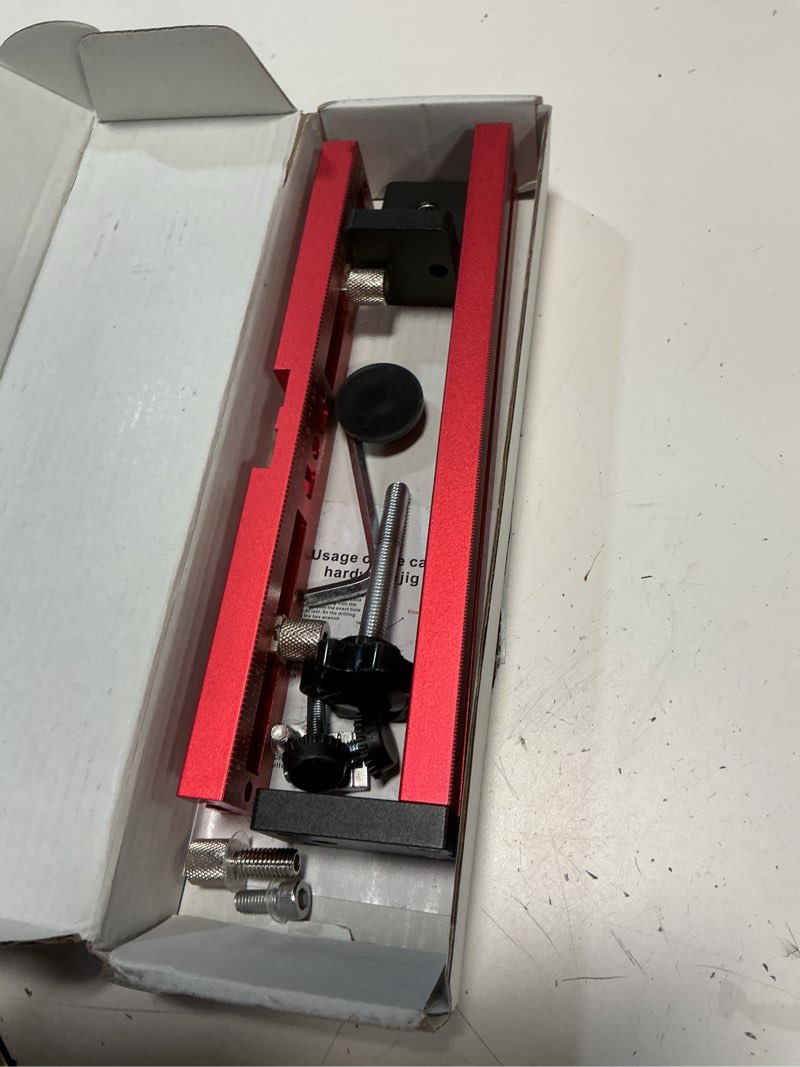 Condition photo showing As Is for cabinet hardware jig – adjustable drill guide template for knobs & handles precision hole locator for diy cabinet installation fits 2.5" to 7.5" spacing large