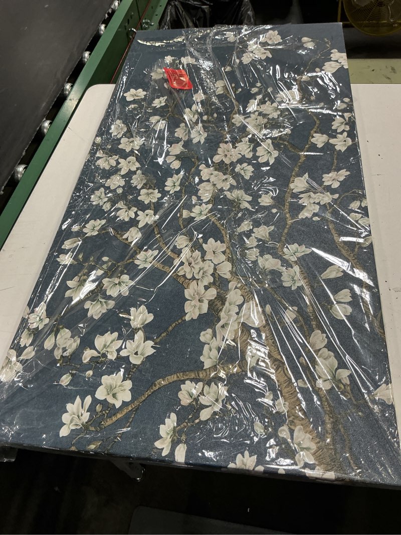 Condition photo showing New/Like New for shoci flower tree wall art - large cream white floral brown branch picture for living room retro dark blue canvas painting prints decor rustic plants artwork wall art for bedroom decoration 20" x 40" 40"l x 20"w indigo