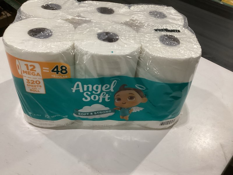 Condition photo showing New/Like New for angel soft toilet paper, 12 mega rolls = 48 regular rolls, soft and strong toilet tissue mega 320 sheet (pack of 12)