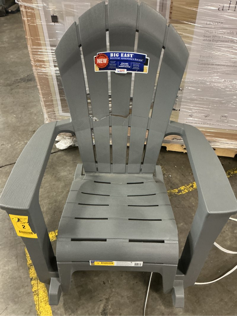 Adams Big Easy Westport Adirondack Rocker Resin Patio Chair - Charcoal Grey