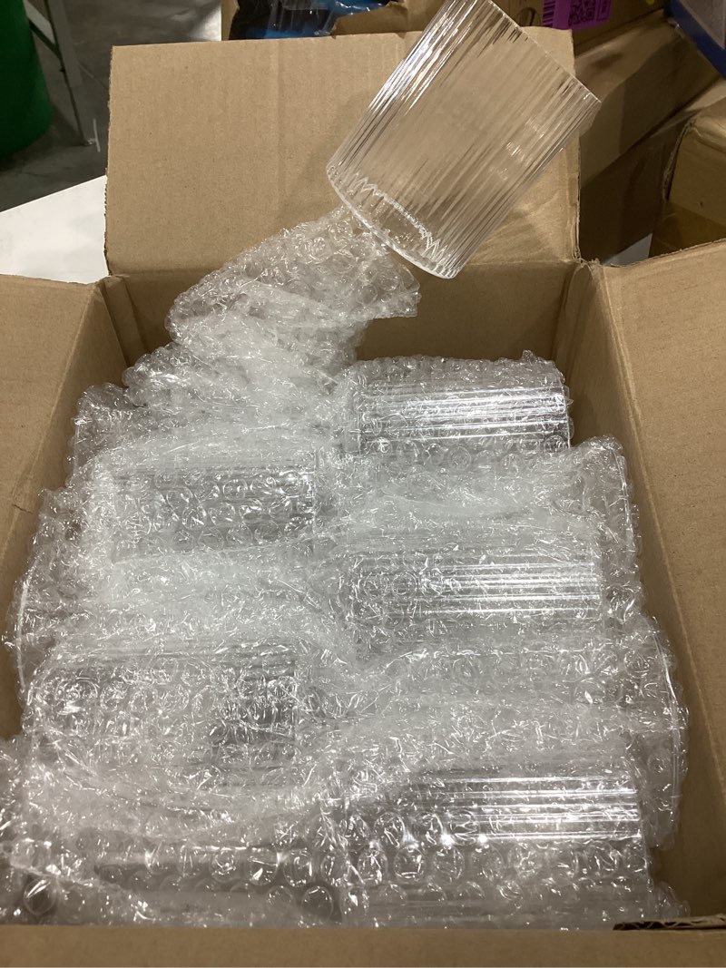 Condition photo showing Good Condition for 12 pcs 9oz unbreakable acrylic goblets - clear ribbed red wine glasses, elegant reusable stemmed wine cups for family gatherings, birthday parties & weddings clear ribbed wine cups 12 pcs