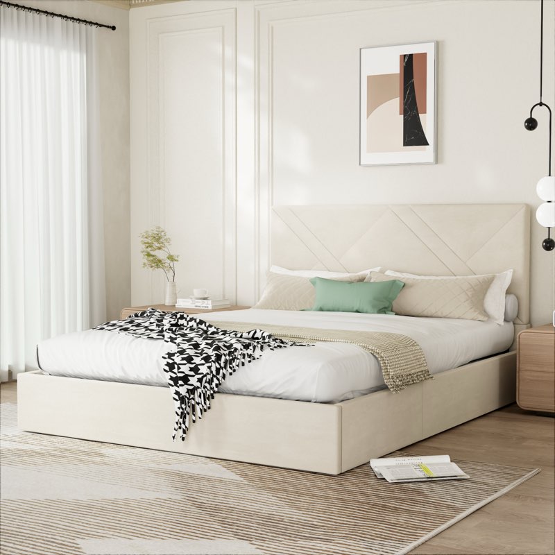 Gaillarde Hydraulic Lift Up Storage Upholstered Platform Bed