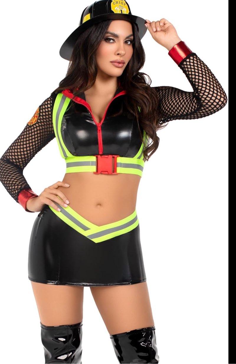 Leg Avenue womens 3 Pc Five Alarm Fire FighterHalloween Costume Small Black