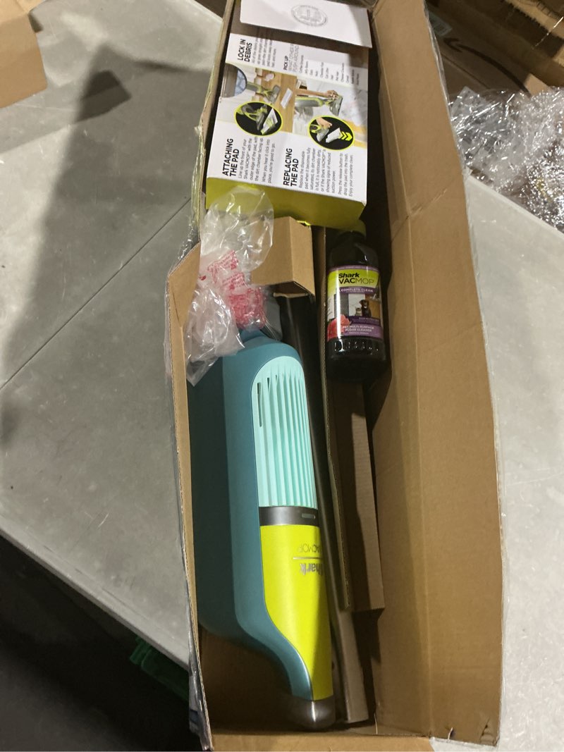 Condition photo showing Good Condition for shark vacmop reveal new cordless hard floor cleaner, vacuum & spray mop, powerful suction, lightweight, illumination light, includes 4 disposable pads, 12oz pet multi-surface cleaning solution, vm401