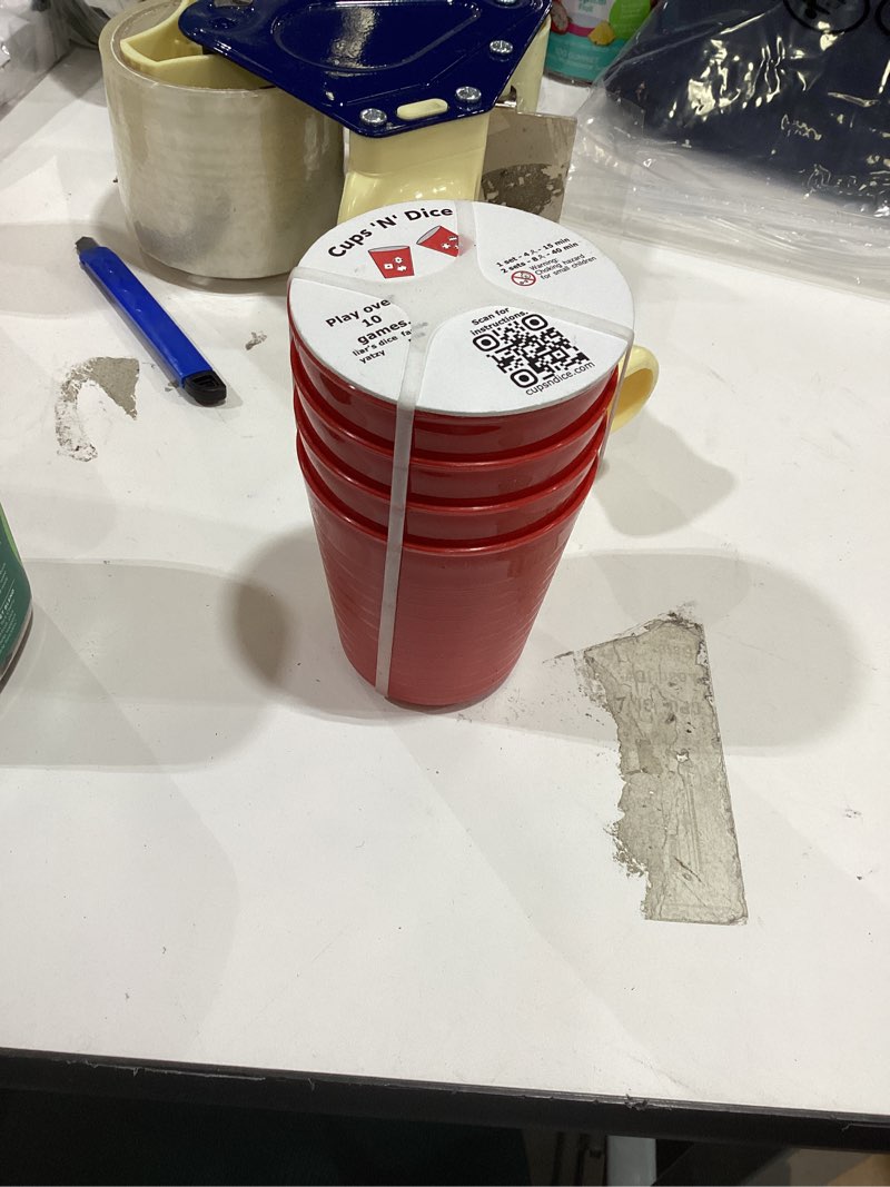 Condition photo showing New/Like New for Cups 'N' Dice - Farkle, Liar's Dice, Yatzy, Bunco, Digital Shut The Box, and Much More All-in-One