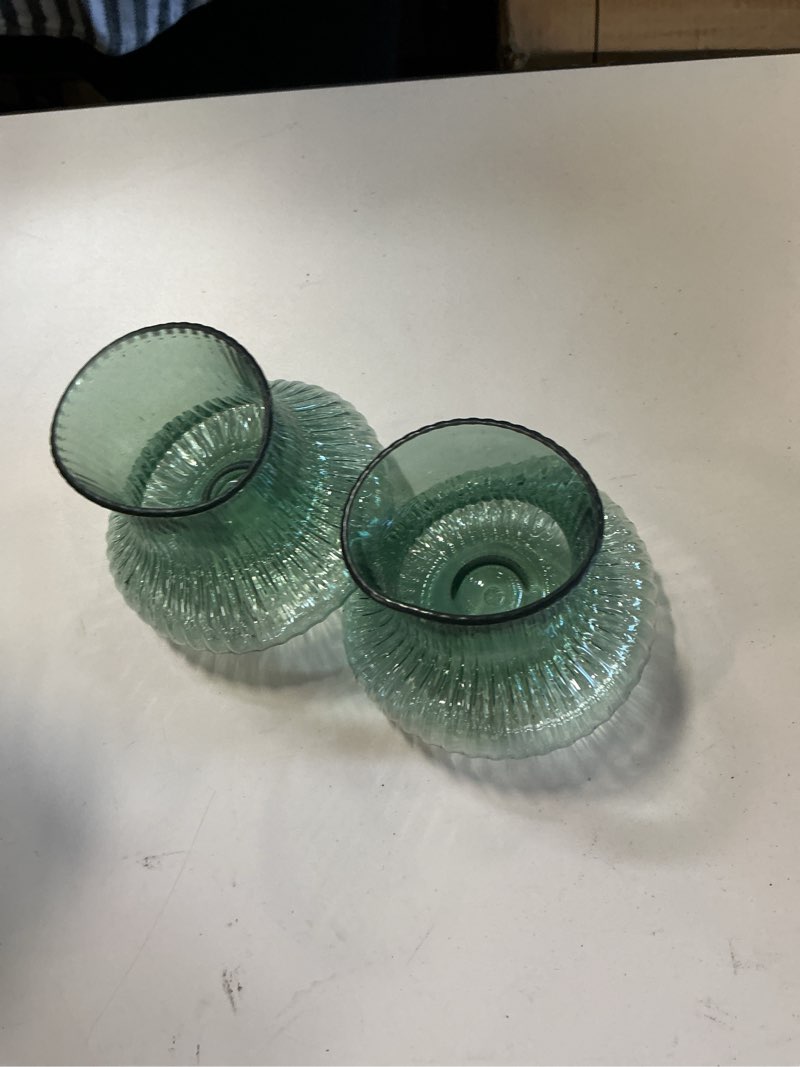 ( similar to the photo) Candlestick Holders 6pcs Glass Candlestick Holders Vintage Ribbed Taper Candle Holder for Centerpiece Party Home Decor Tealight Votive (Color : Green, Size : 6pcs)
