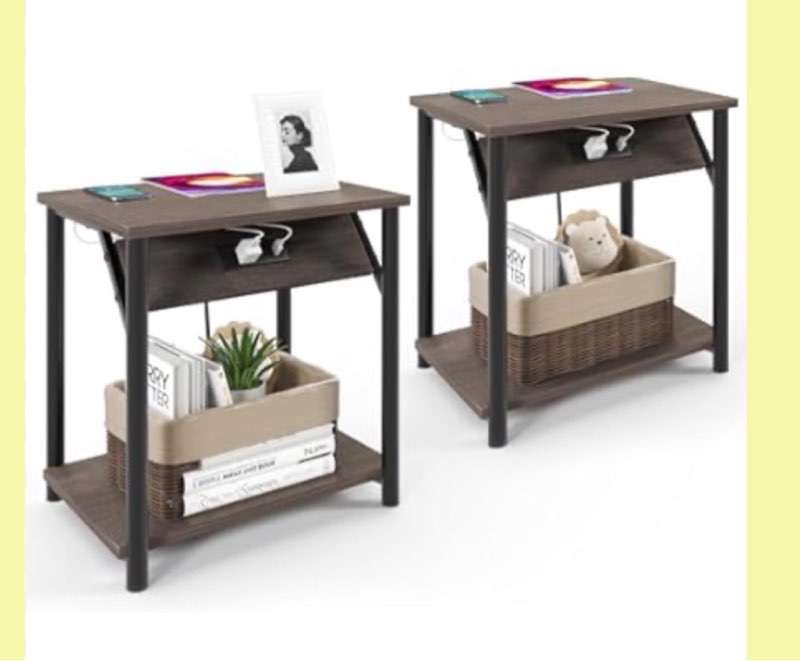 end table with charging station, 2 pc