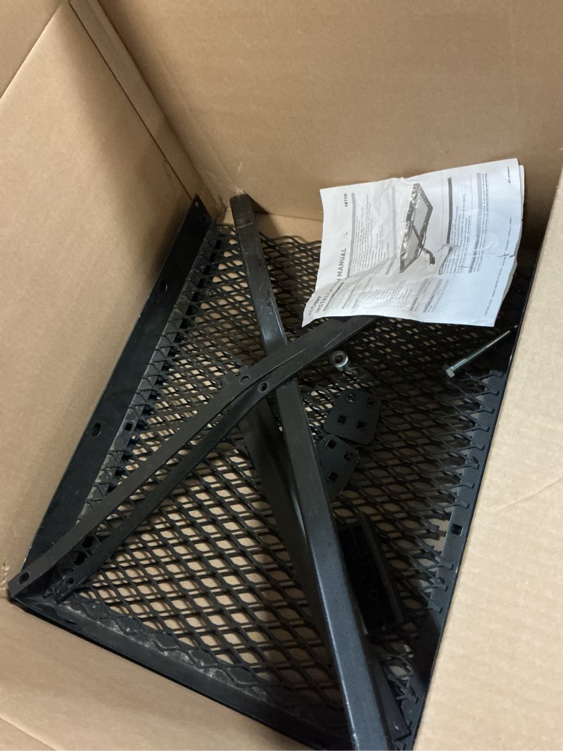 Condition photo showing As Is for CURT 18110 48 x 20-Inch Tray Hitch Cargo Carrier, 300 lbs Capacity, 1-1/4, 2-In Adapter Shank, CARBIDE BLACK POWDER COAT