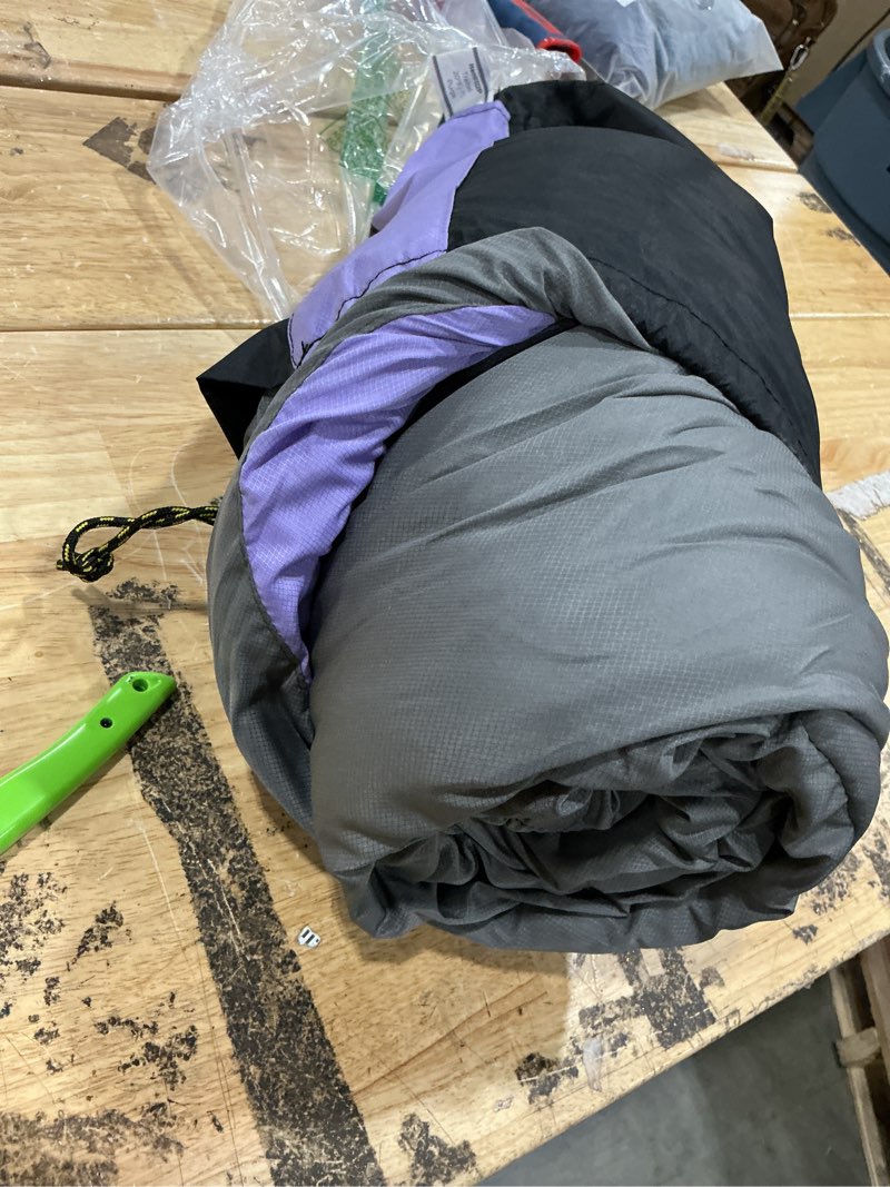 Condition photo showing Good Condition for teton 20f and 5f degree sleeping bag; lightweight, warm weather mummy sleeping bags for adults and kids, camping, backpacking, hiking purple 20f regular