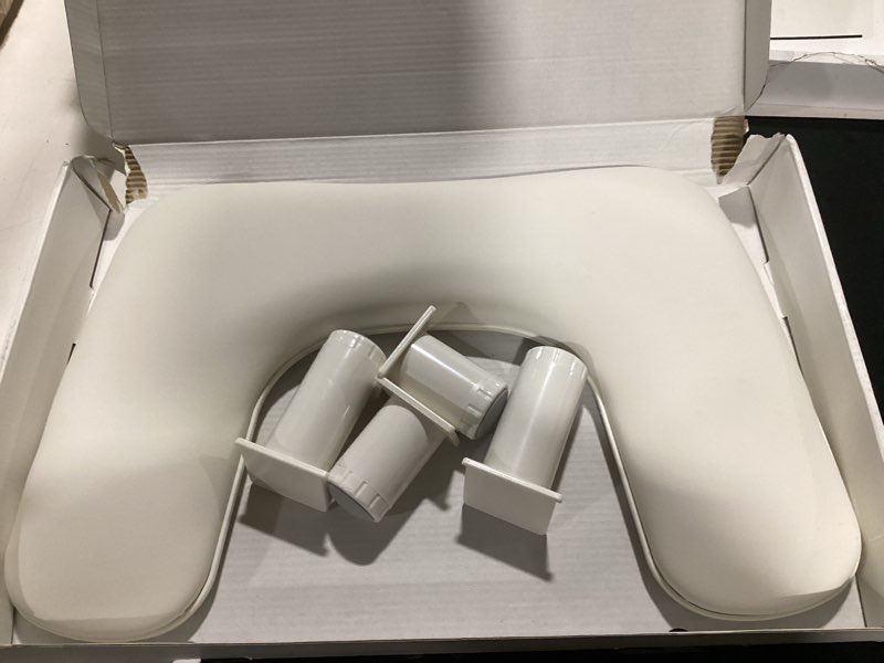 Condition photo showing New/Like New for manicure arm rest for nails tech: u-shaped adjustable nail armrest - white pu leather hand stand rest for manicurists