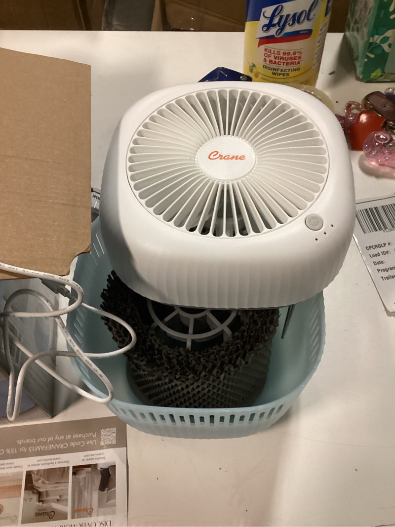 Condition photo showing Good Condition for Crane Evaporative Humidifier With Wick Filter, Dishwasher Safe Tank, UV Light, Invisible Mist Evaporative Humidifiers for Bedroom, Nursery, Office, Easy Clean Humidifier 3.8L Tank, Up To 250 SQ FT