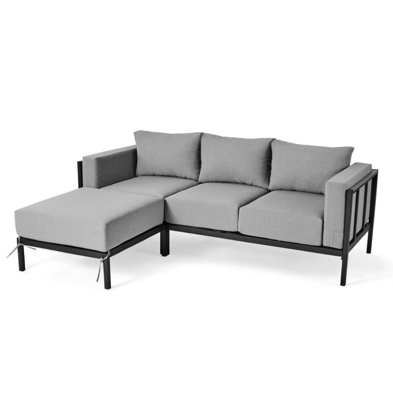 Better Homes & Gardens Marlow Outdoor 2pc Patio Sectional Set, Black Frame/Gray Cushion