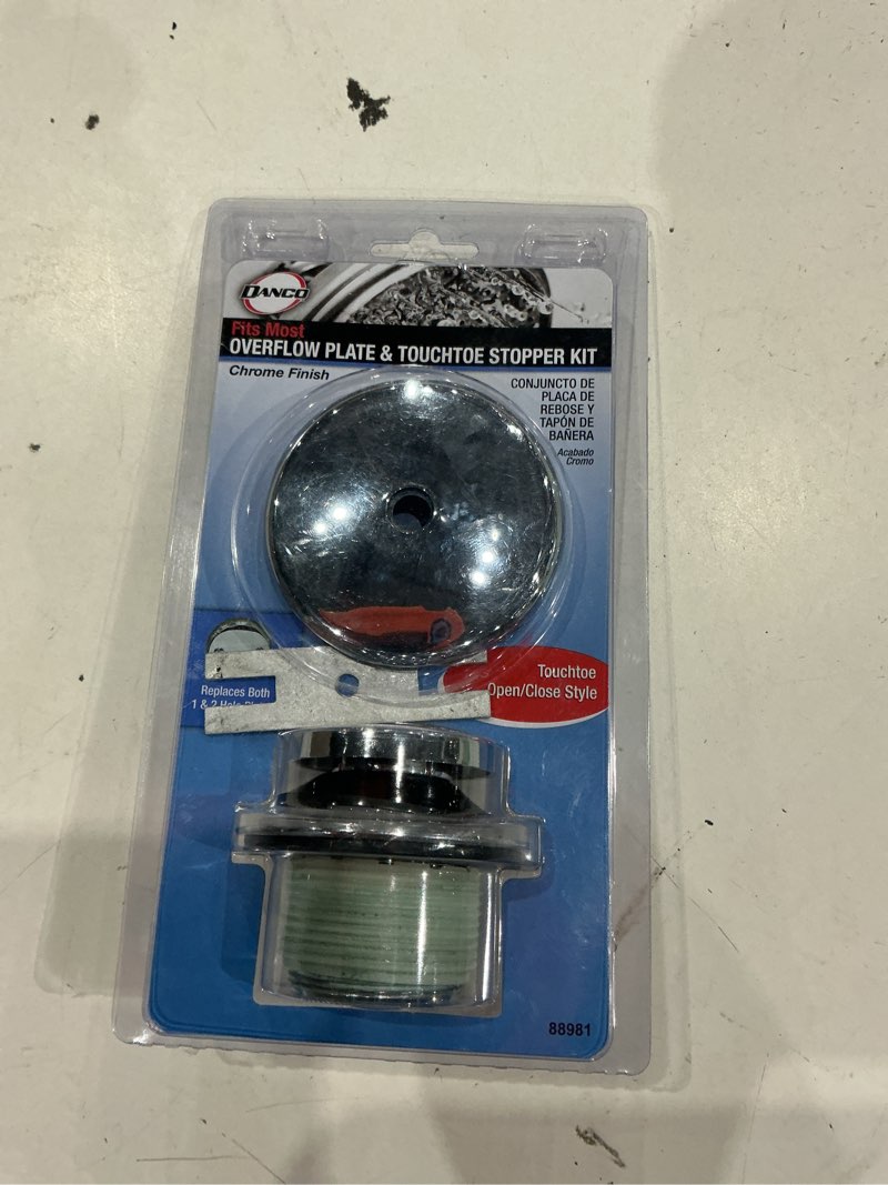 Condition photo showing As Is for touch-toe bath tub drain trim kit in chrome