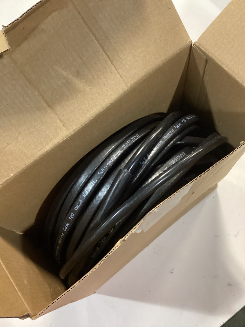 Condition photo showing New/Like New for 60FT Roof & Gutter Heat Cable, 8W/FT Heat Tape for Roof and Gutters with 20PCS Clips & Spacers, Self Regulating Ice Dam Heating Cable, Snow De-Icing Kit for Pipe Freeze Prevention, 120V, LED Plug 60FT w/ 20 Clips