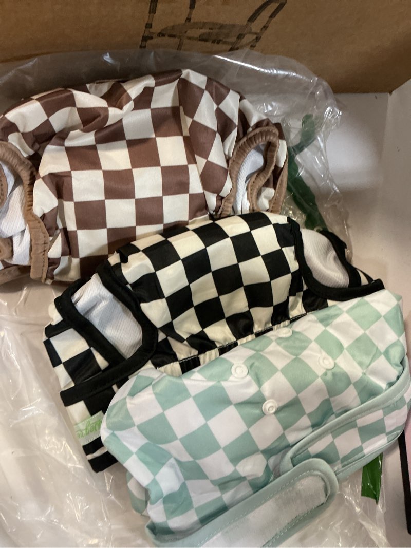 Condition photo showing Good Condition for wegreeco washable female dog diapers highly absorbent reusable diapers for dog in heat period diapers, 3 pack (checkerboard green, black, coffee, x-large) x-large checkerboard green, black, coffee