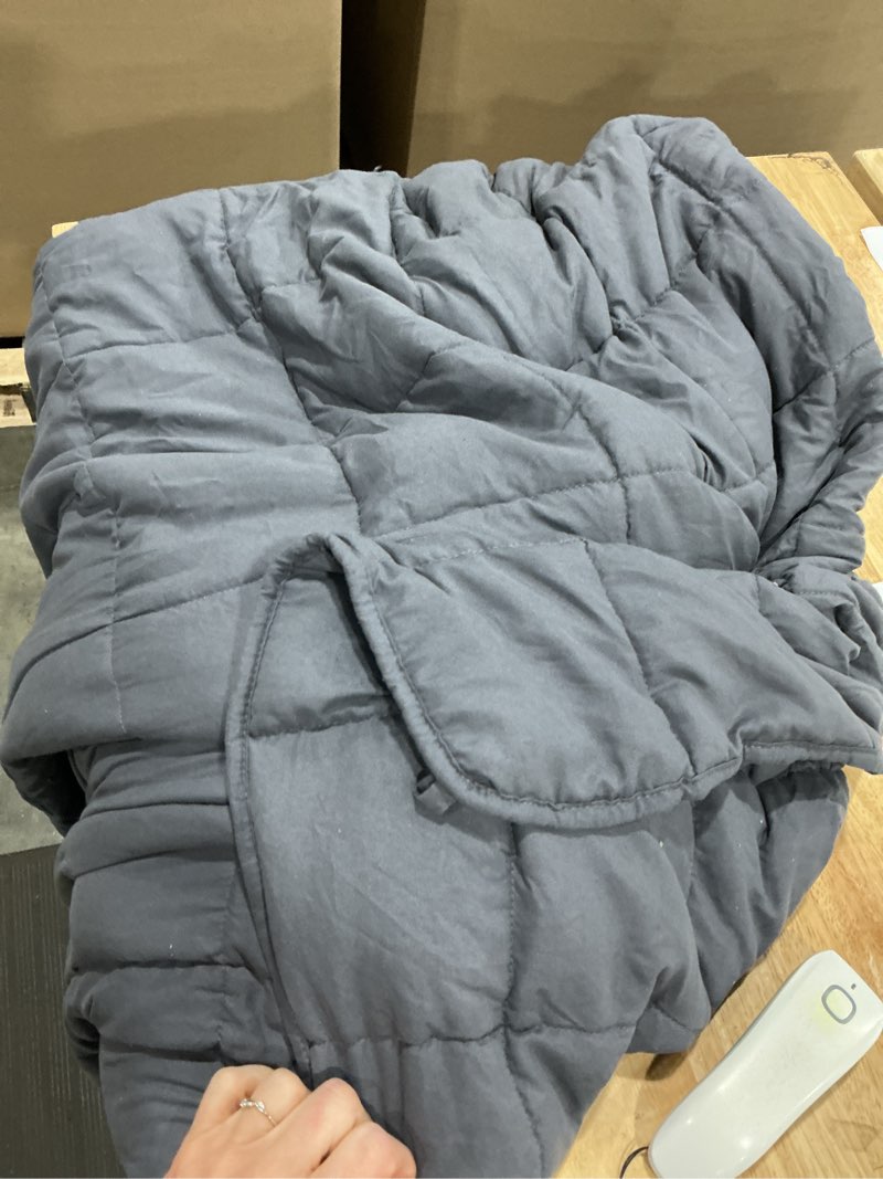 Condition photo showing As Is for bb blinblin weighted blanket heavy blanket for cool & restful sleep, premium soft material and glass beads (navy blue, 60''x80'' 17lbs), suit for adult (~160lb) use on queen/king bed navy blue 60 in x 80 in 17 lb
