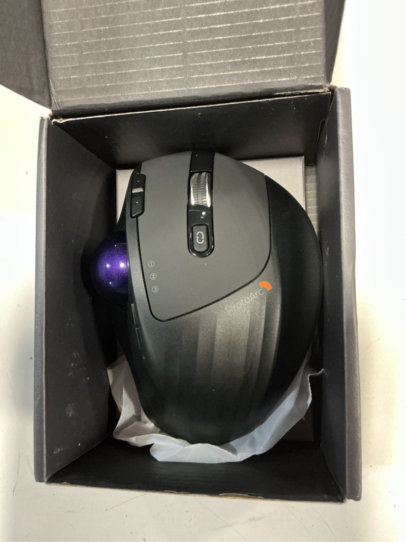 Condition photo showing Good Condition for ProtoArc Wireless Trackball Mouse, EM01 NL Ergonomic Bluetooth Rollerball Thumb Mouse Rechargeable Computer Laptop Mouse, Adjustable Angle & 3 Device Connection for PC, Mac, Windows-Gray Ball