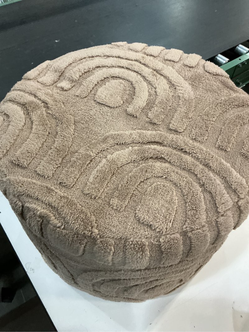 Condition photo showing Good Condition for Asuprui Round Ottoman Pouf Ottoman Foot Stool Seat Faux Fur Bean Bag Foot Rest Floor Chair Leg Rest for Living Room, Bedroom or Wedding Gifts 20x20x14 Inches (Coffee) 20"D x 20"W x 14"H Coffee