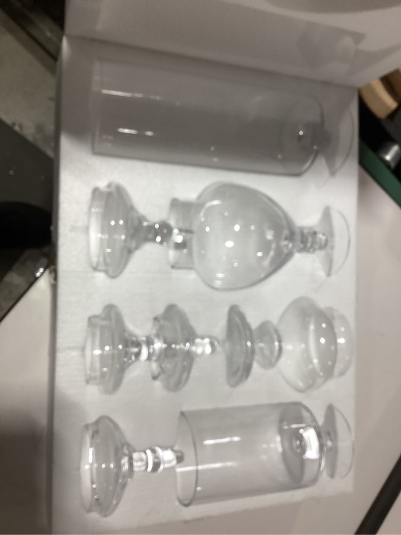 Condition photo showing Good Condition for MyGift 4 Piece Set Clear Glass Apothecary Jars with Lids, Bathroom Decor, Candy Buffet, Wedding Centerpiece Decorative Jar