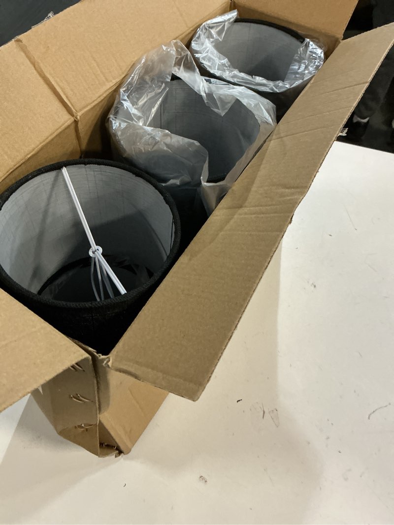 Condition photo showing Good Condition for Chandelier Lamp Shades, Small Lamp Shades Clip-on Bulbs Only for Candelabra Bulbs, Black Chandelier Shades 6 Pcs, Mini Lampshades for Chandeliers 5.1" X 5.1" X 5.3, Home Decor Fabric Linen Lampshade