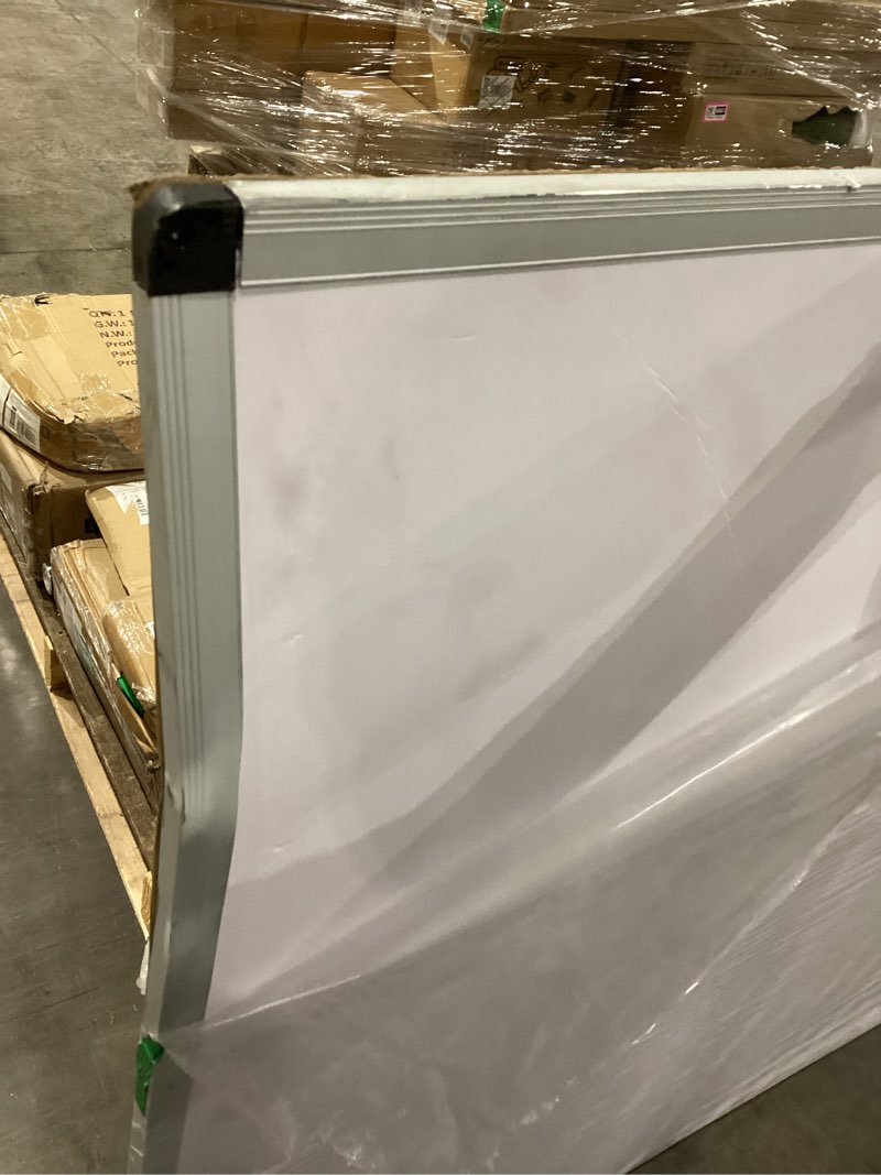 Condition photo showing As Is for viz-pro dry erase board, melamine, silver aluminium frame 72”lx48”w