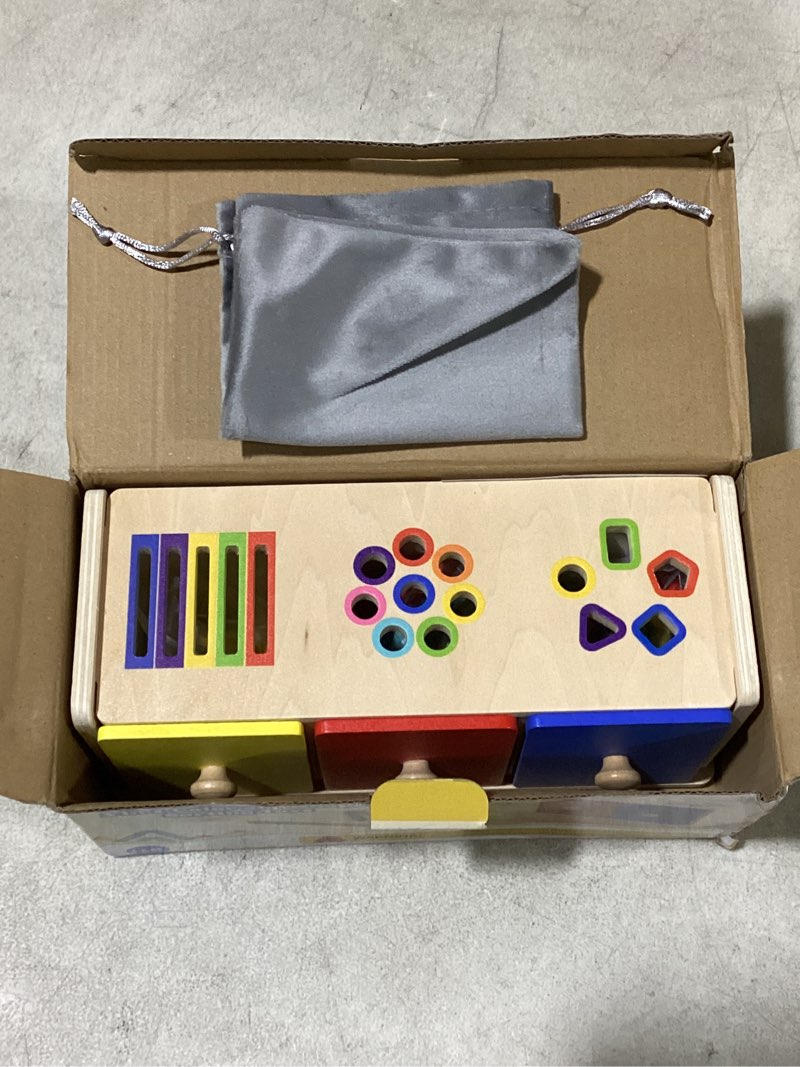 Condition photo showing Good Condition for wooden montessori toys for 1+ year old, fine motor skills sensory preschool learning educational toys, 3 in 1 color sorting drawer box toddler gifts for boys & girls 12-36 months