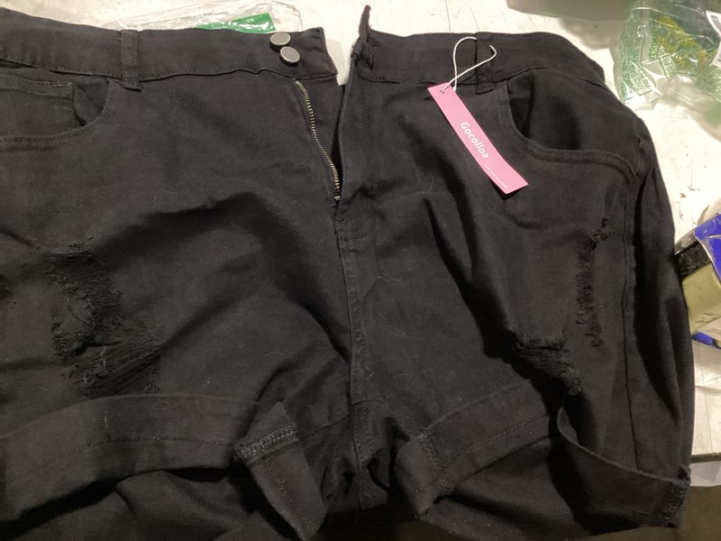 Condition photo showing Good Condition for gocolloa womens plus size jean shorts high waisted stretchy ripped frayed folded hem denim shorts black-011 24 plus