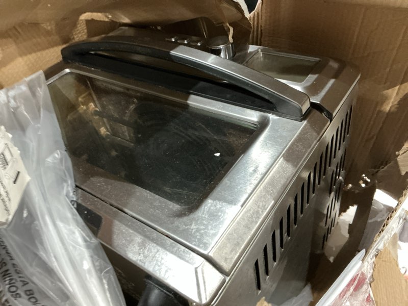 Condition photo showing As Is for used cuisinart air fryer toaster oven, digital display, 1800 watt air fryer toaster oven combo with adjustable temperature and controls, stainless steel small kitchen appliance, toa-65,silver 0.6 cu ft. interior