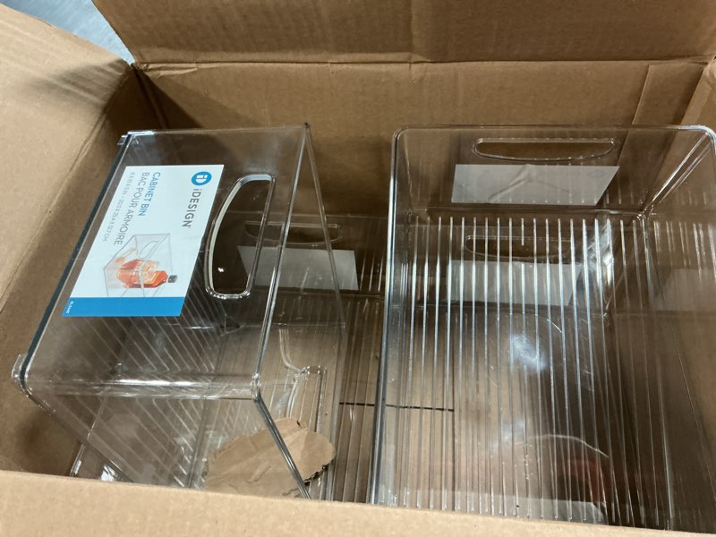 Condition photo showing Good Condition for idesign stackable storage bin - organize pantry, fridge, or freezer, set of 4, clear, made in usa pack of 4