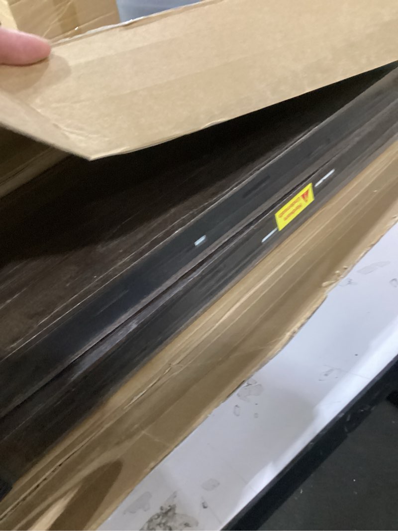 Condition photo showing New/Like New for Axeman Floating Shelves for Wall, 24''W x 8'' D Rustic Solid Elm Wood Shelves for Storage, Wall Mounted Display Shelving with Invisible Heavy-Duty Metal Bracket (Walnut, 2PCs) Walnut With Flat Edge 24 inches - 2P
