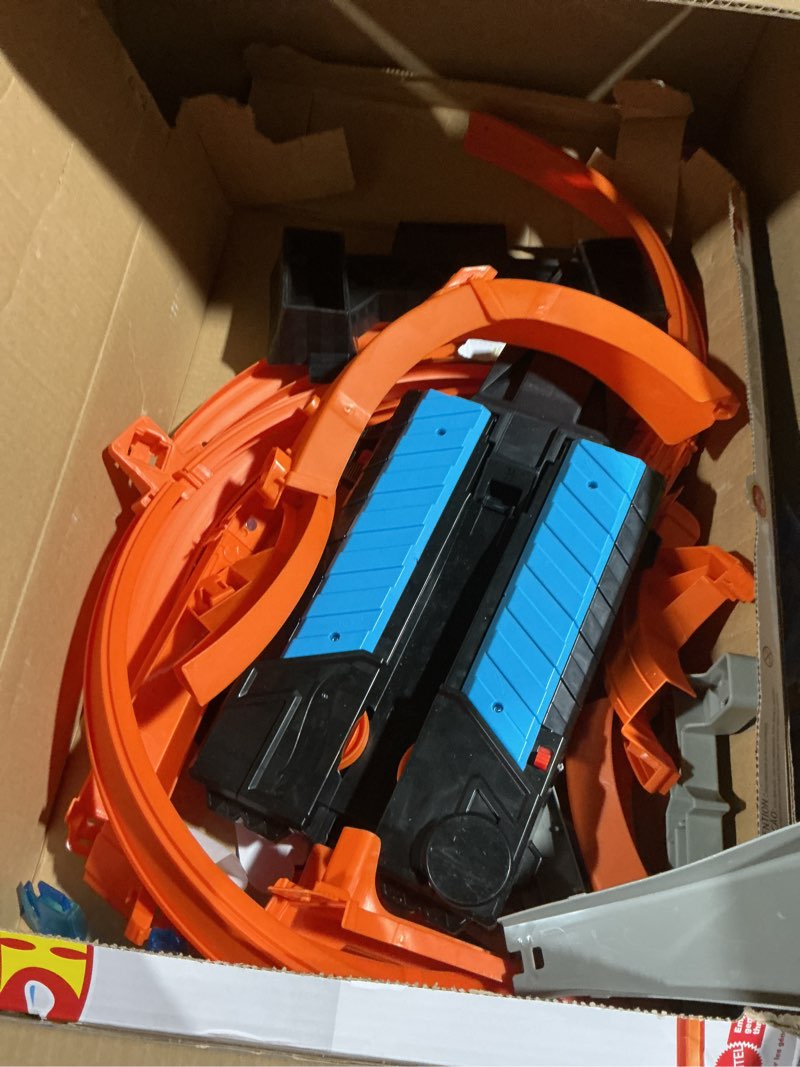 Condition photo showing As Is for Hot Wheels Sky Crash Tower Track Set, 2.5+ ft / 83 cm High with Motorized Booster, Orange Track & 1 Hot Wheels Vehicle, Race Multiple Cars, Gift for Kids 5 to 10 Years Old & Up Standard