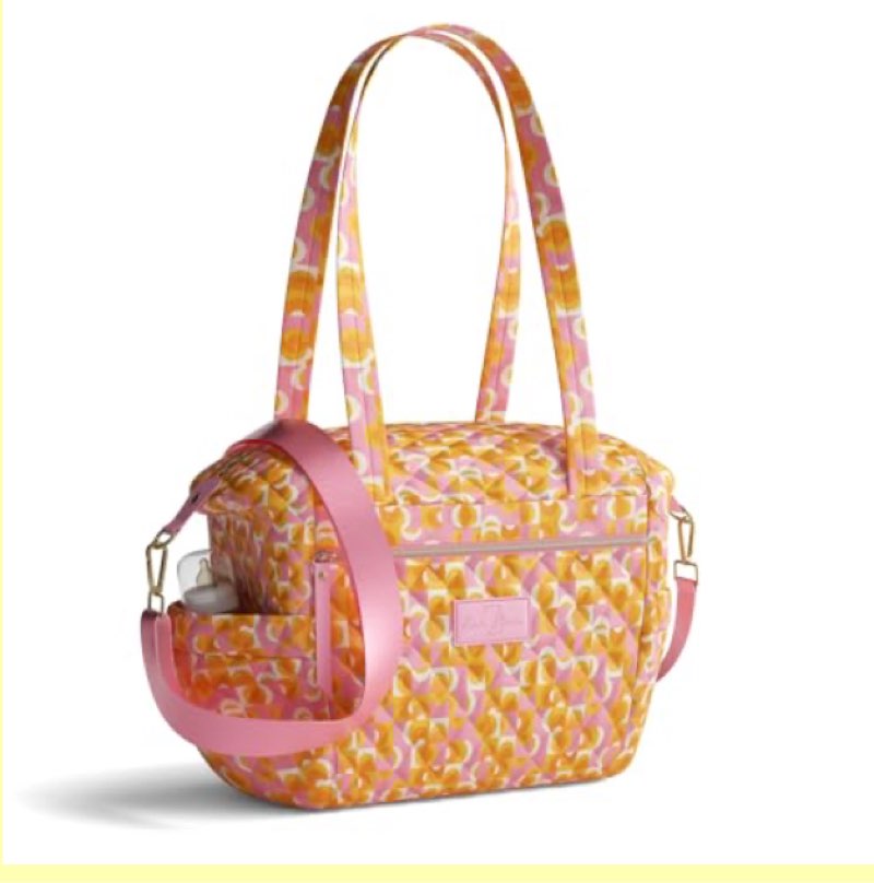 Quilted Diaper Bag With Insulated Bottle Pockets, Functional & Fashionable Tote Diaper Bag for Women Art Deco