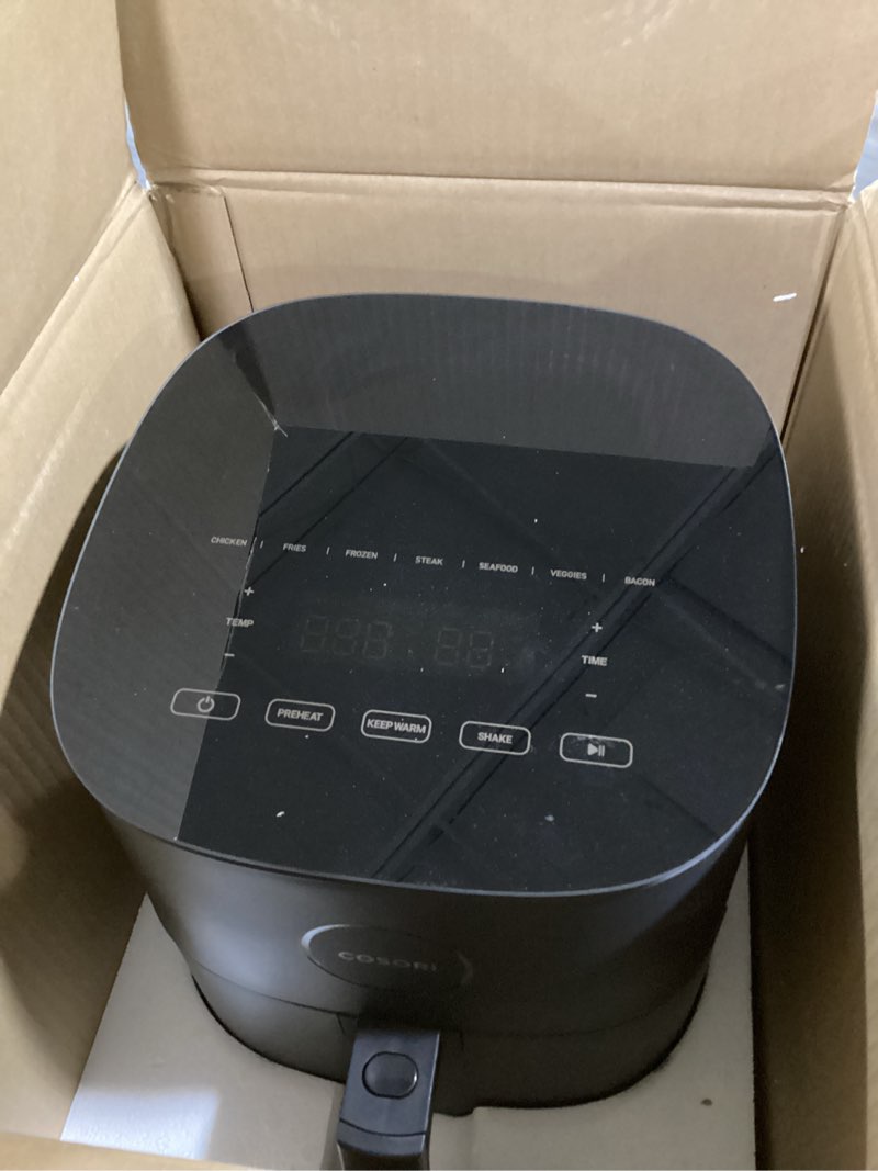 Condition photo showing As Is for COSORI Air Fryer Pro, Compact 5QT, Ceramic Coating, 7 Presets with Preheat & Keep Warm, 450?, Easy to use & clean, Shake Reminder, 130+ In-App Recipes, Nonstick & Dishwasher-Safe Basket, Gray