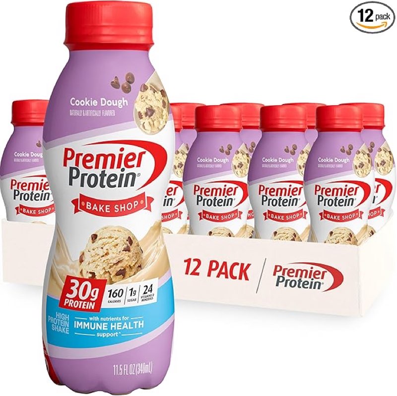 (BB:25 sep 2025)  Premier Protein Shake, Cookie Dough, 30g Protein, No Added Sugar, 24 Vitamins & Minerals to Support Immune Health, 11.5 fl oz, 12 Pack (Packaging May Vary)