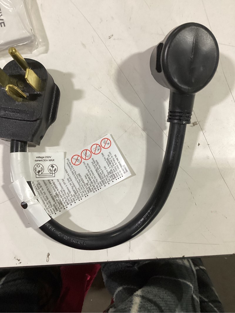 Condition photo showing Good Condition for welluck 1.5ft 3 prong to 4 prong dryer adapter, 3 to 4 prong dryer plug adapter, 4 prone dryer outlet adapter, 14-30p male to 10-30r female receptacle for old clothes dryer converter, 30a, 250v