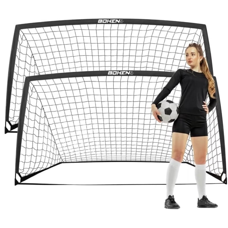 bohen 9x5 ft portable kids soccer goal for backyard large practice soccer net with carry bag