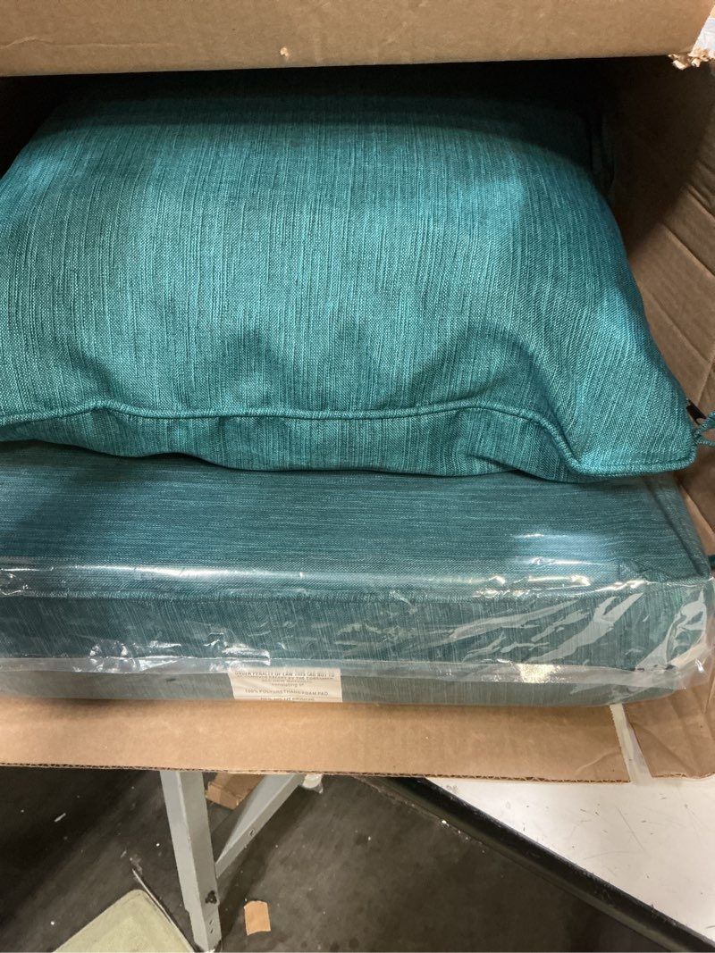 Condition photo showing Good Condition for deep seat patio cushions 22x24 outdoor cushion, waterproof & fade resistant patio furniture cushions, removable cover & tie straps for chair sofa loveseat, peacock blue peacock blue 22x24x5|1s