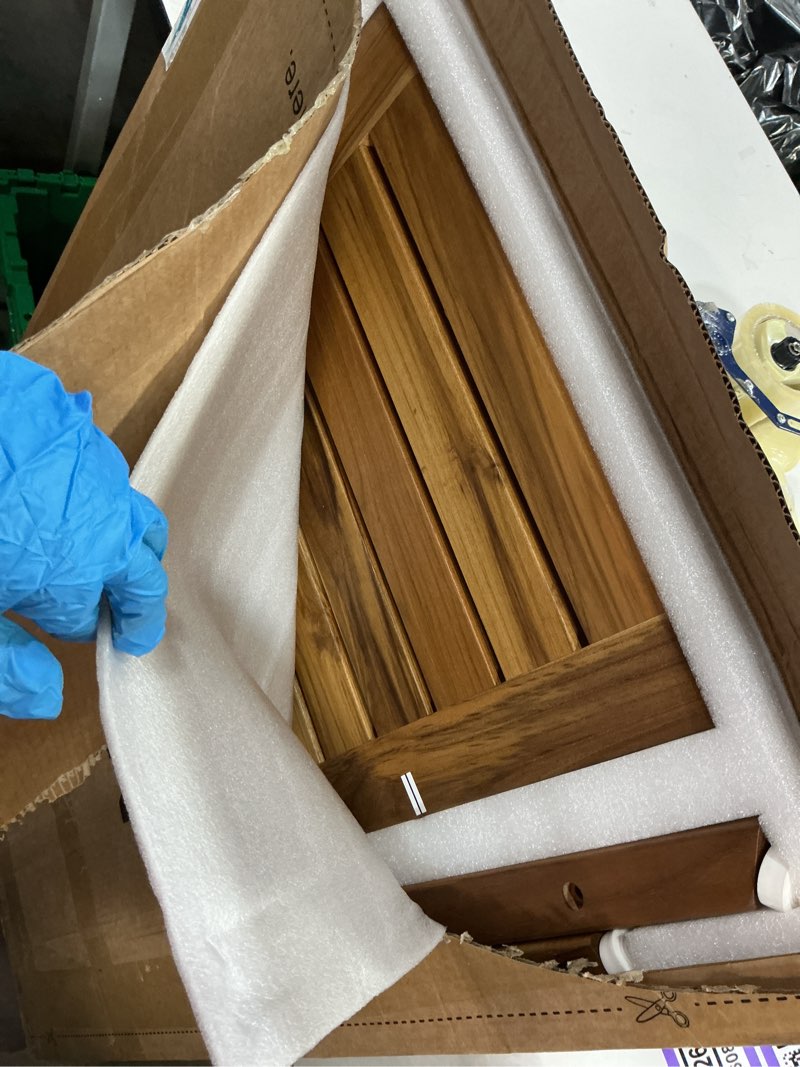 Condition photo showing Good Condition for NNN Solid Teak Folding Shower Chair - Pivoting Backrest & Forward-Leaning Armrests for Easy Stand-Up