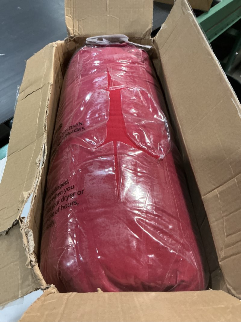 Condition photo showing Good Condition for CozyLux King Size Comforter Set Dark Red, 7 Pieces Pintuck Bed in A Bag Red Comforter King Size, Pinch Pleat Bedding Set with All Season Comforter, Sheets, Pillowcases & Shams Dark Red King