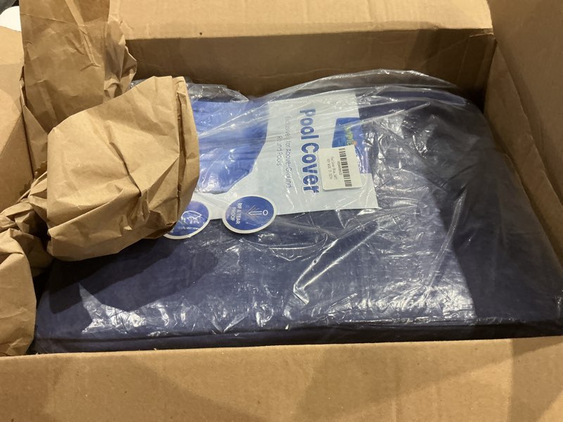 Condition photo showing Good Condition for 24 ft round pool cover, [ 2025 upgraded ] above ground pool cover, heavy duty winter pool cover, cold and uv resistant, cable and pulley system 24ft