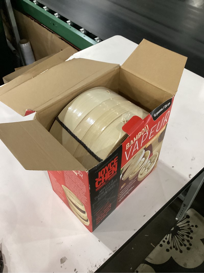 Condition photo showing New/Like New for joyce chen 2-tier bamboo steamer baskets, 10-inch 10 inch