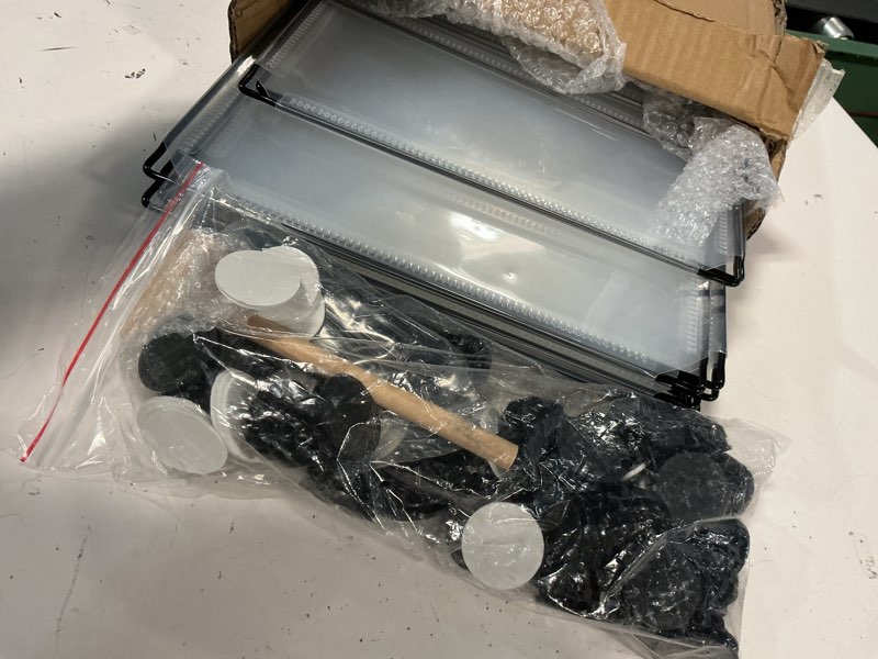 Condition photo showing As Is for 24 panels portable small animals playpen,48"x 24"x 28" transparent pet playpen,portable plastic enclosure,puppy play pen for indoors outdoor pet fence for guinea pigs,bunny,ferrets,hamsters,hedgehogs 24 panels - 48"l x 24"w x 28"h transparent