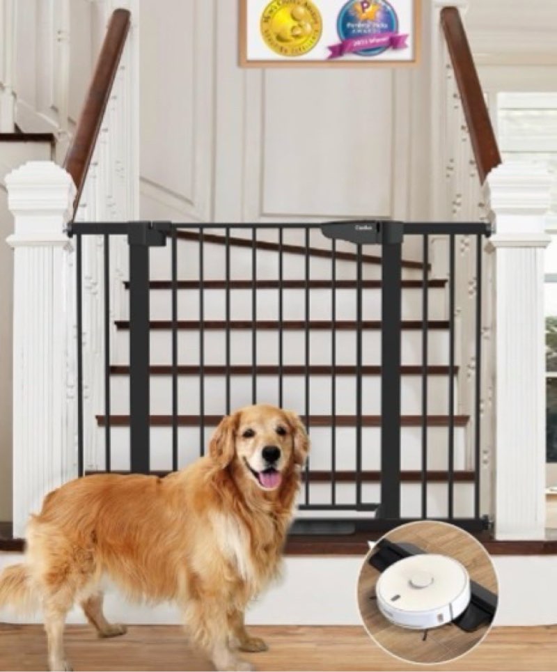 cumbor.safety gate, adjusts to fit openings between 29.7 and 45.2 inches wide. black