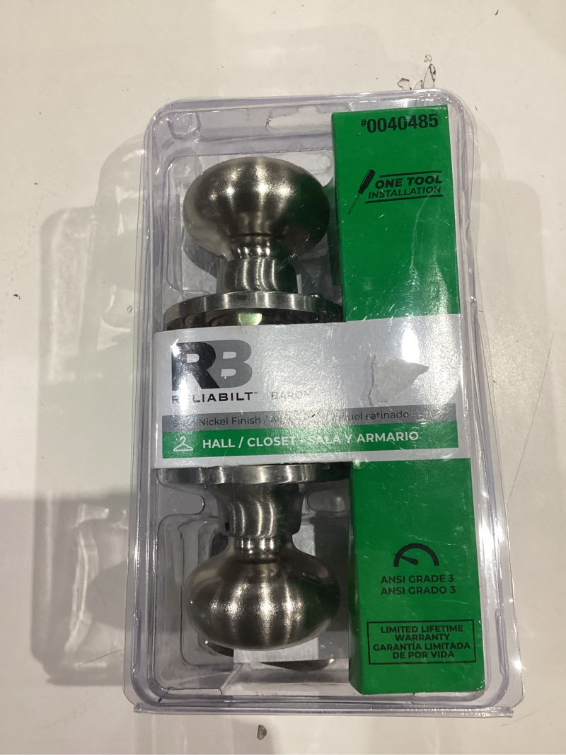 Condition photo showing As Is for similar. schlage f10 geo 619 georgian door knob, hall & closet passage lock, satin nickel satin nickel passage standard