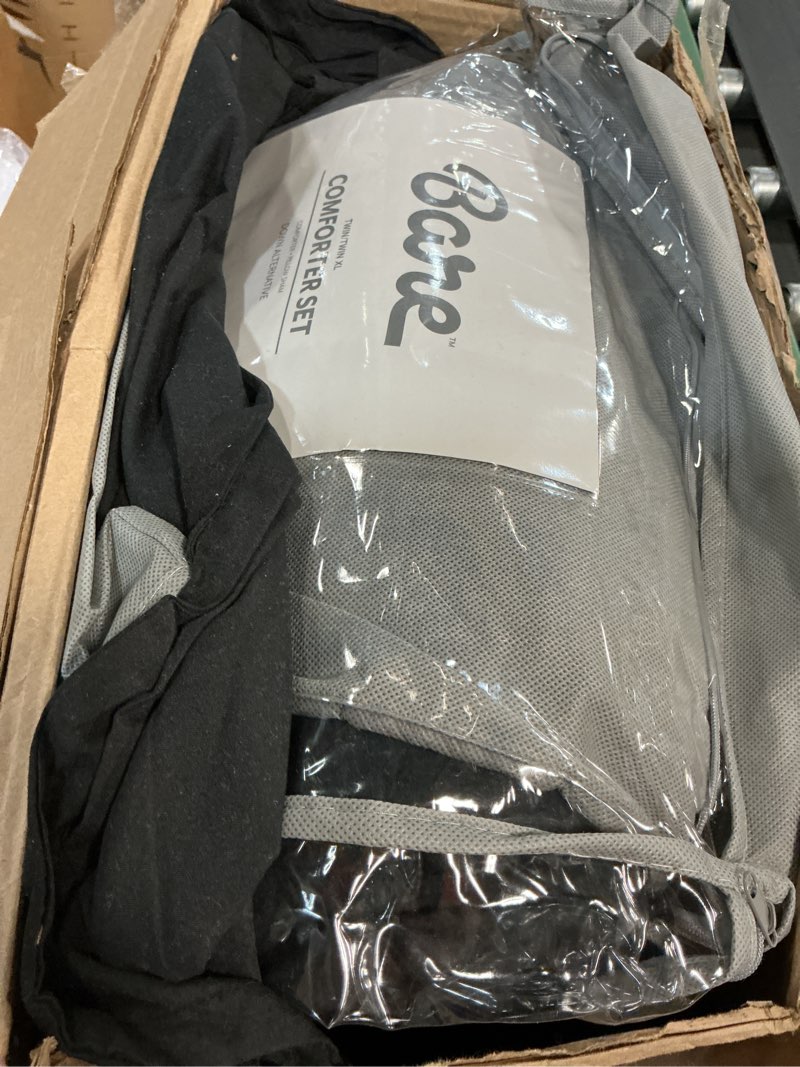 Condition photo showing As Is for bare home comforter set - twin/twin extra long size - ultra-soft - goose down alternative - premium 1800 series - all season warmth (twin/twin xl, black) twin/twin xl 02 - black