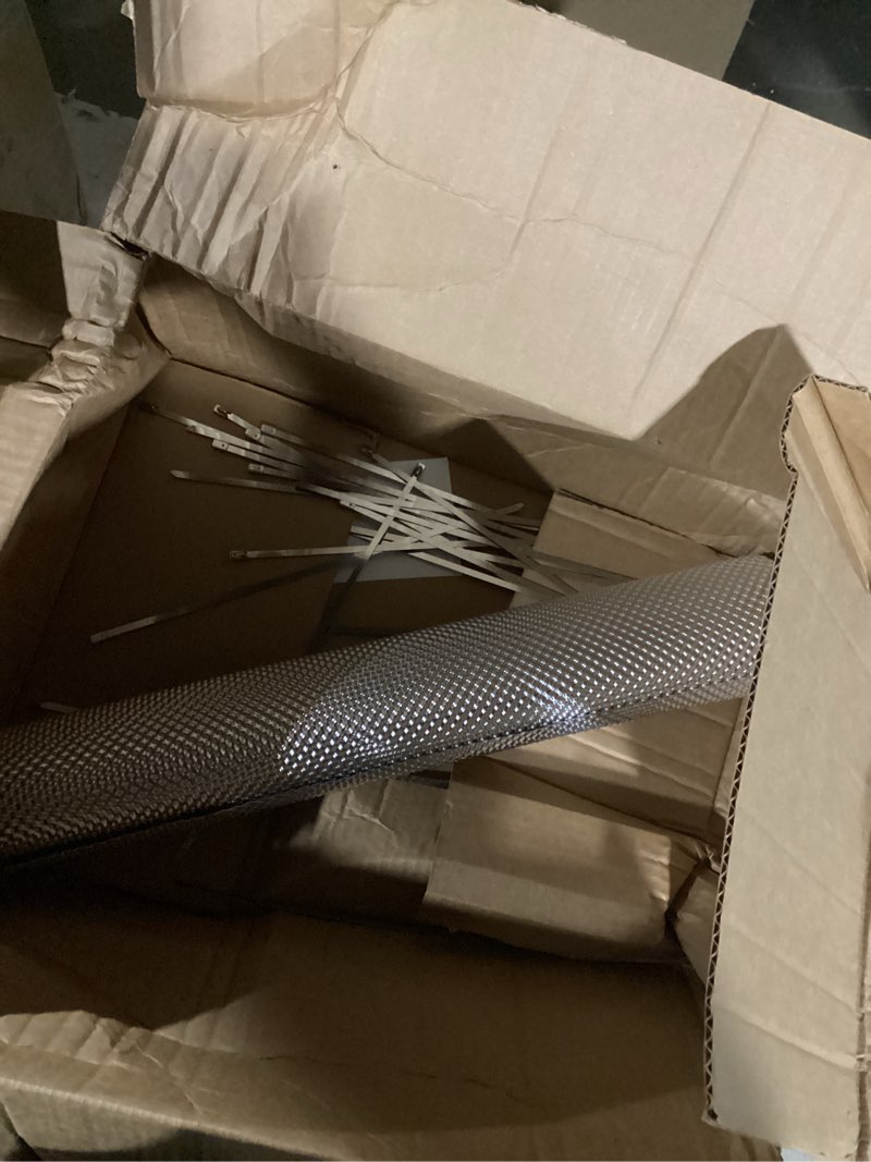 Condition photo showing Good Condition for exhaust heat shield automotive, 20" x 47.2" embossed aluminum heat shield material with 20 pcs cable metal zip ties for fire wall, exhaust wrap, wall behind grill
