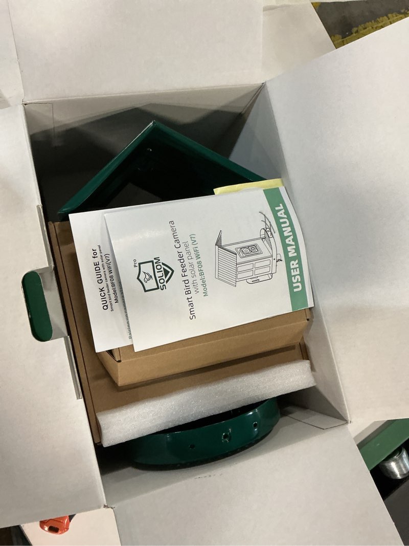 Condition photo showing Good Condition for Soliom- Bird Feeder with Camera, 5W Solar Powered, AI Identify Species, Smart Wild Bird Watching, 2K Live View, Instant Arrival Alerts,Large 2.7L Seed Capacity, Metal Squirrel Chew-Proof - BF08 Green
